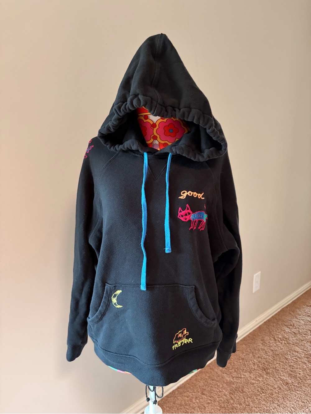 Black embroidered Mother hoodie